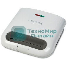 Сэндвич-тостер Galaxy Line GL 2962, белый, с несъемными пластинами, 800 Вт, индикаторы нагрева и сети, антипригарное покрытие рабочей поверхности, теплоизолированный корпус, прорезиненные ножки, препятствующие скольжению