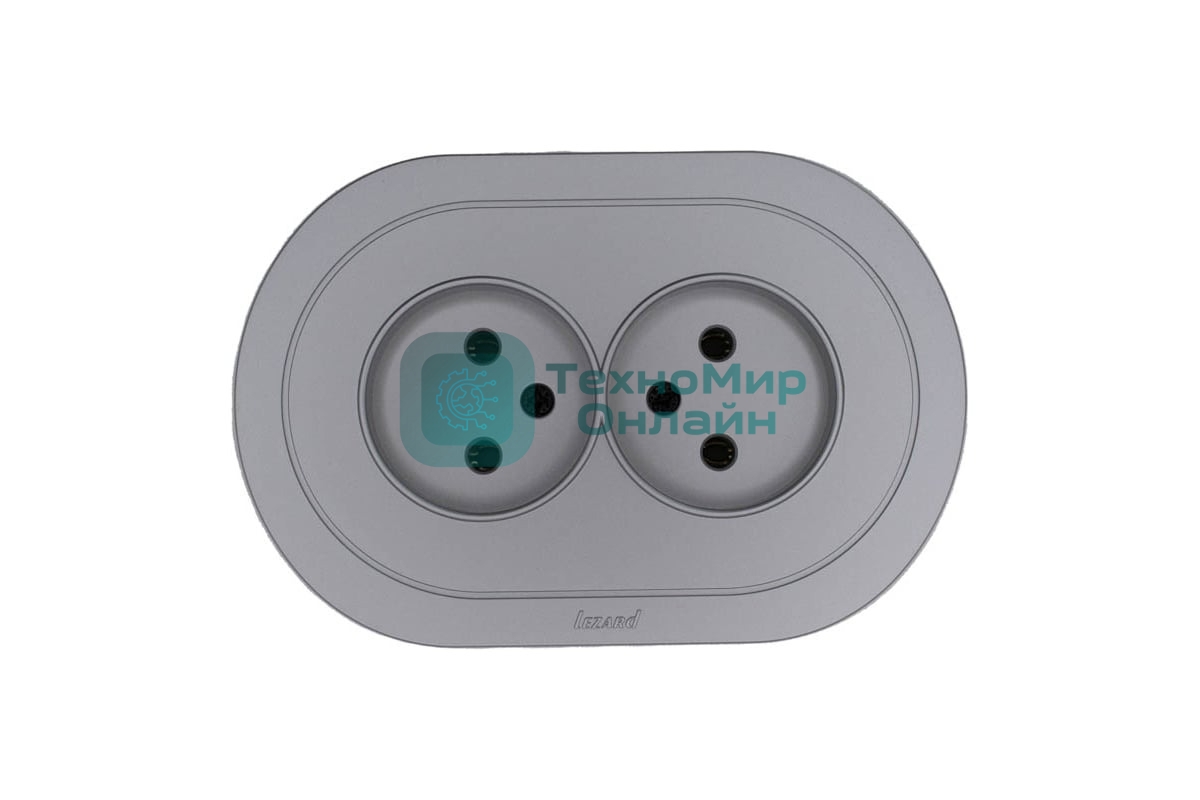 Розетка 2-м LEZARD СП OSEN без заземл. ПБТ, круглая, механизм, серый матовый 744-7400-128B