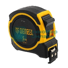 Рулетка Denzel 5м х 19мм, двухкомп. корпус, магнитный обрезиненный зацеп