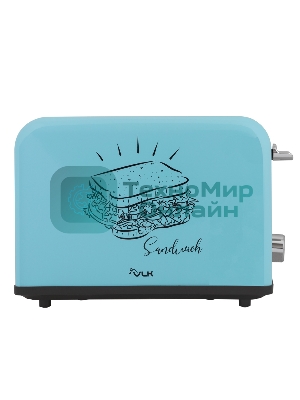 Тостер VLK Palermo 100, мощность 900 Вт, голубой, 5 регулировок поджаривания