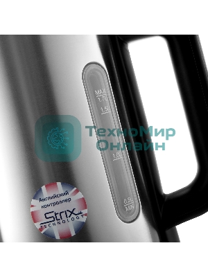 Чайник электрический BRAYER BR1060 2200 Вт, 1.7 л, стальной/черный