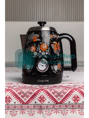 Чайник электрический GARLYN Flower Grace K-400 черный