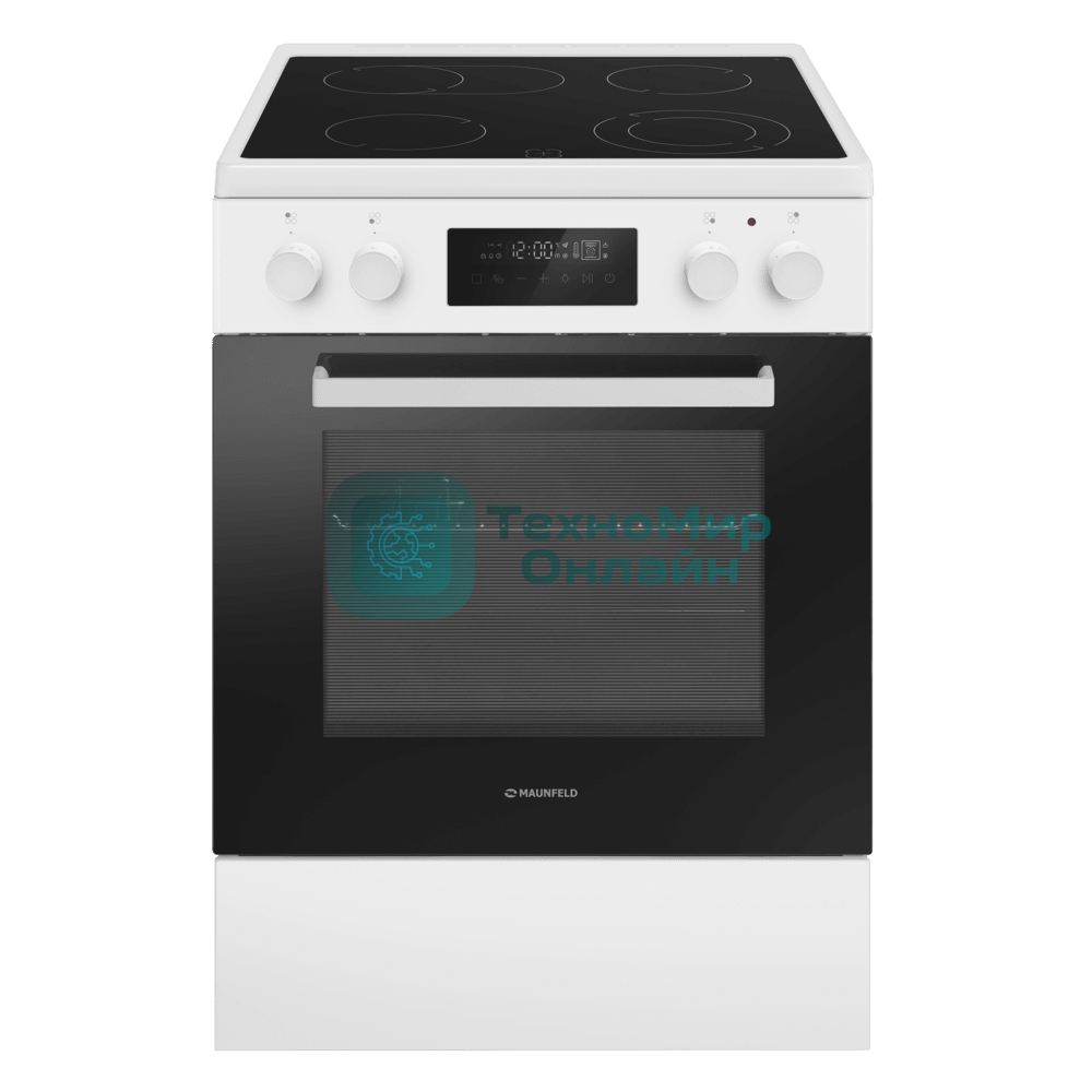 Плита электрическая Maunfeld MEC611CW09TD белый, конфорок 4 шт, духовка 59 л, 60 см x 85 см x 63 см