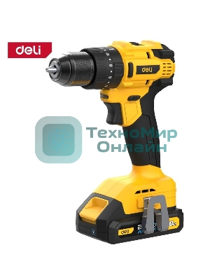 Дрель-шуруповерт Deli DC150, 20 В, 2 Ач, 50 Нм, бесщеточный, ударный