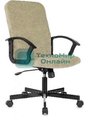 Кресло офисное Бюрократ Triest Fabric песочный Light-21 крестов. металл черный