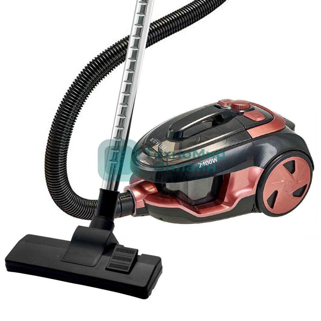 Пылесос Delta LUX DE-3501 черный/терракотовый, 400/2400 Вт, уборка сухая, пылесборник контейнер 2,5 л