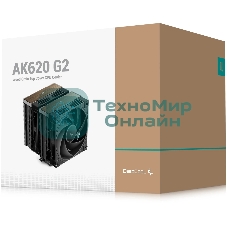 Кулер для процессора DEEPCOOL AK620 G2 LGA1851/1700/1200/115X/AM5/AM4 (8шт/кор, TDP 260W, PWM, DUAL Fan 120мм, 6 тепл. трубок, Copper Base, Wood-grain top cover, черный) RET (R-AK620G2-BKNNMN-GJD)