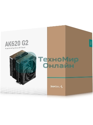 Кулер для процессора DEEPCOOL AK620 G2 LGA1851/1700/1200/115X/AM5/AM4 (8шт/кор, TDP 260W, PWM, DUAL Fan 120мм, 6 тепл. трубок, Copper Base, Wood-grain top cover, черный) RET (R-AK620G2-BKNNMN-GJD)