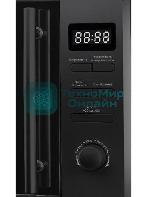 Микроволновая печь Evelux MW 203 B черный, 20 л, 700 Вт, переключатели - кнопки, поворотный механизм