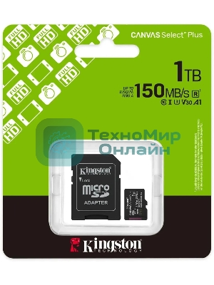 Флеш карта microSDXC 1Tb Kingston SDCS3/1Tb Canvas Select Plus + adapter