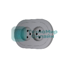 Розетка 2-м LEZARD СП OSEN без заземл. ПБТ, круглая, механизм, серый матовый 744-7400-128B