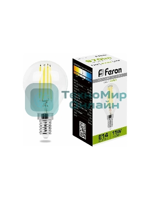 Лампа светодиодная Feron LB-511 11 вт Е14 белый шар FILAMENT