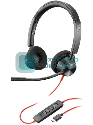Проводная гарнитура Poly Blackwire 3320 Stereo-M черный, накладные, USB