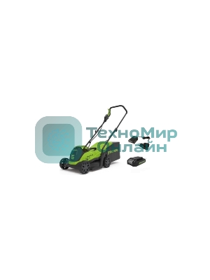 Газонокосилка аккумуляторная GreenWorks GD24LM33k4, 24v, 33 см, 1хАКБ 4А·ч и ЗУ (2516107UB)