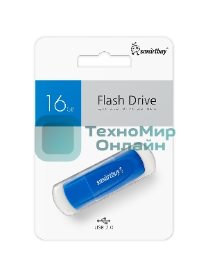 Флешка USB Smartbuy Scout Blue (SB016Gb2SCB), 16Gb, USB 2.0, R/W 15/12, синий