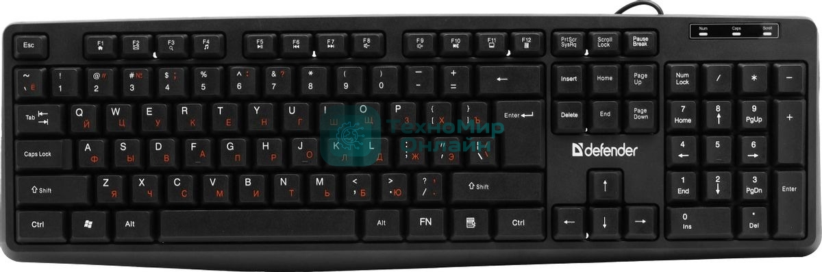 Клавиатура проводная Defender Concept HB-164, USB, черный