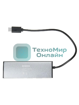 USB-концентратор Digma HUB-4U2.0-UC-DS, USB-C, USB 2.0 4 порта, USB