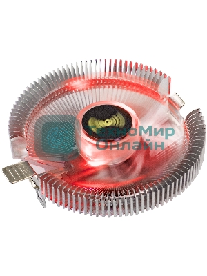 Кулер для процессора ExeGate Wizard EE91-PWM.RED серебристый, 90 мм, алюминий, 2400 об/мин, 24 дБ, 4 pin, 75 Вт, 45 мм