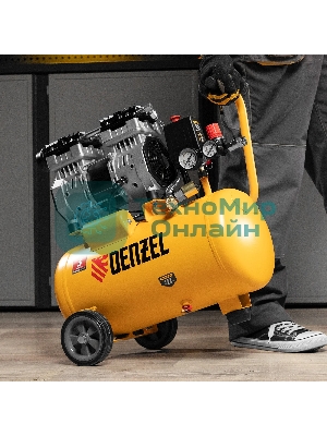 Компрессор Denzel DLS950/24 безмаслянный малошумный 950 Вт, 165 л/мин,ресивер 24 л