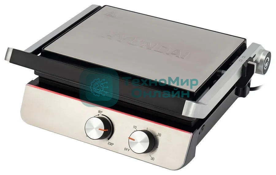 Гриль электрический Hyundai HYG-5047 2200Вт черный/черный