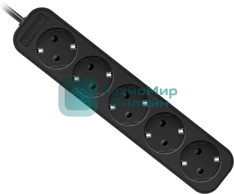Удлинитель Defender с заземлением M518 1.8 м, 5 розеток, черный