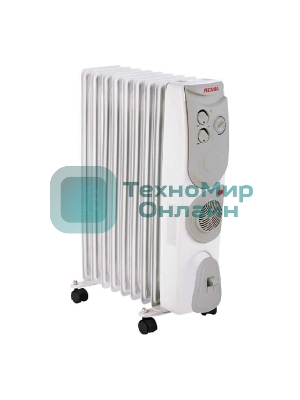 Масляный обогреватель Ресанта ОМ-9АВ (9 секций) белый, 2400 Вт, 30 м2, термостат 67/3/22