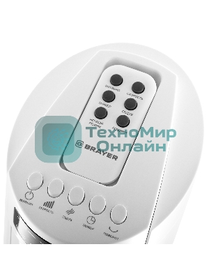 Колонный вентилятор BRAYER BR4958WH, механ.упр.,пульт ДУ,вращение90°,мощ-ть50Вт,защита от перегрева
