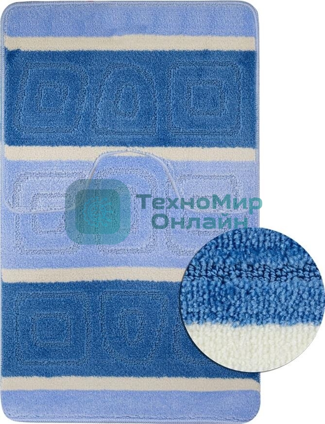 Коврик в ванную двойной САНАКС SILVER ГОЛУБОЙ 60х100+50х60 см 100% полиэстер