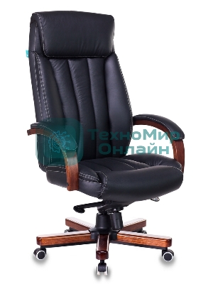 Кресло Бюрократ T-9922WALNUT/BLACK черный, кожа