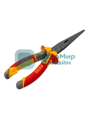 Длинногубцы прямые Denzel диэлектрические рукоятки до 1000 В, трехкомпонентные рукоятки, 205 мм