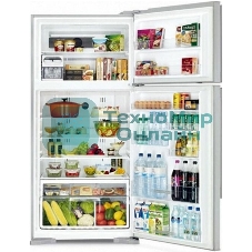 Холодильник Hitachi R-VG660PUC7-1 GPW белый стекло двухкамерный инвертер 405/145л морозилка сверху No Frost