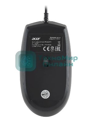 Комплект клавиатура+мышь Acer OMW141 проводной, USB, 1200 DPI, чёрный