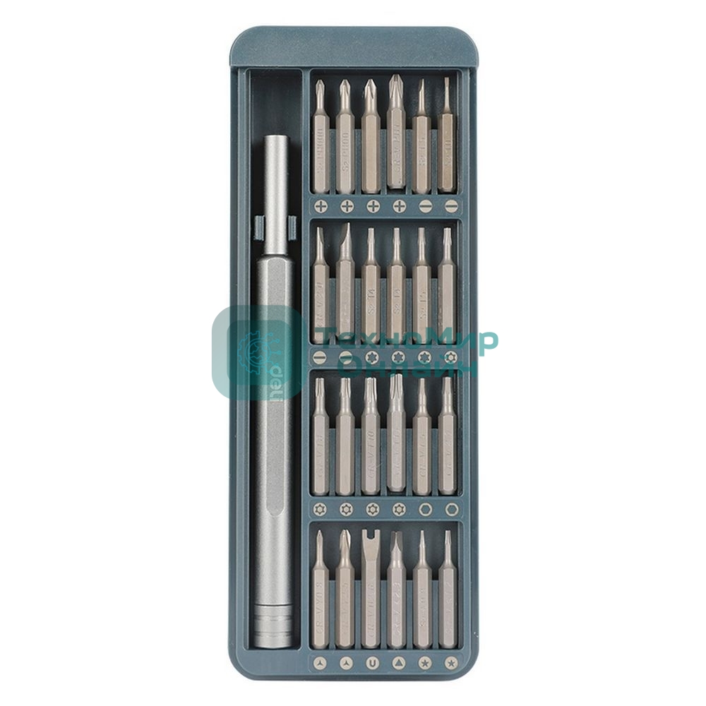 Набор прецизионных отверток Deli DL241025 (отвертка + 24 биты), сталь S2 + Cr-V