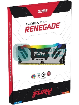 Оперативная память Kingston Fury Renegade, DDR5, 64GB (2x32 GB), 6400 MHz, CL32, DIMM, радиатор, RGB, серебристый/черный
