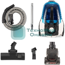 Пылесос Hyundai HYV-C3377 белый/синий, 380/2400 Вт, уборка сухая, пылесборник контейнер, 3.5 л