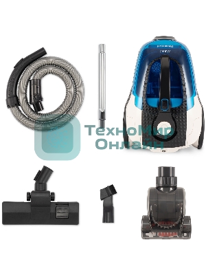 Пылесос Hyundai HYV-C3377 белый/синий, 380/2400 Вт, уборка сухая, пылесборник контейнер, 3.5 л