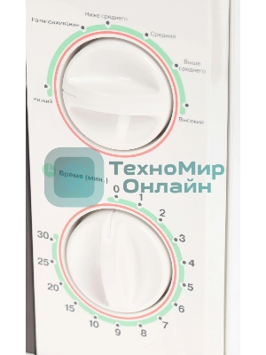 Микроволновая печь Mystery MMW-2012 белый, 20 л, 800 Вт, переключатели - поворотный механизм