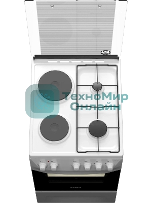 Плита комбинированная Darina 1D KM 241 337 W белый/черный, конфорок 4 шт, духовка 50 л, 50 см x 85 см x 60 см