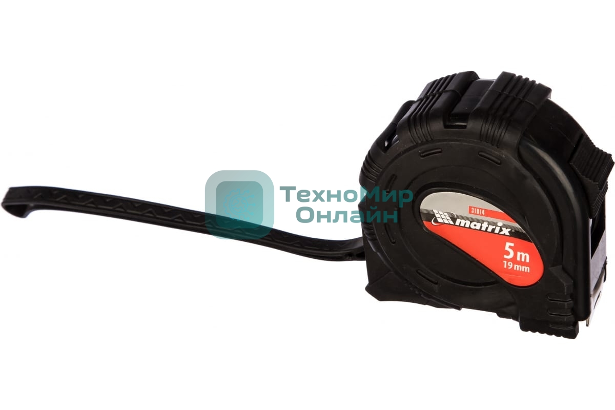 Рулетка Matrix 5мх19мм обрезиненный корпус, черный