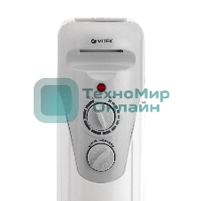 Обогреватель масляный Vitek VT-1707 W (5 секций) белый, 1000 Вт, 10 м2, термостат