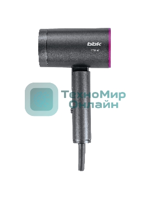 Фен BBK BHD1601 графит, 1600 Вт, ионизация, компактный