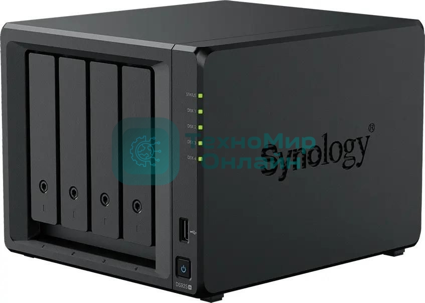 Сетевое хранилище Synology DiskStation DS925+ черный (AMD Ryzen V1500B/4Gb/4 pcs (3.5