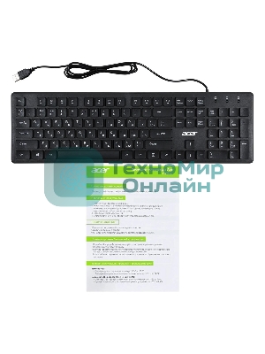 Клавиатура проводная Acer OKW020, USB, черный