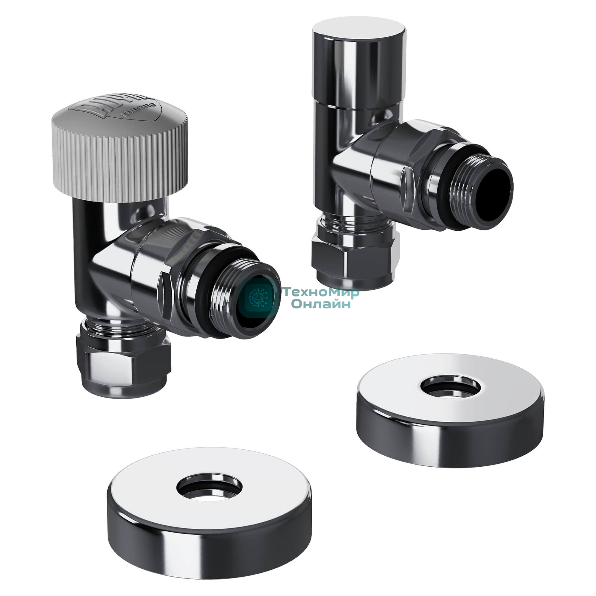 Набор термостатический угловой Royal Thermo Design Pro 15мм М30х1,5 (Хром)