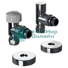 Набор термостатический угловой Royal Thermo Design Pro 15мм М30х1,5 (Хром)