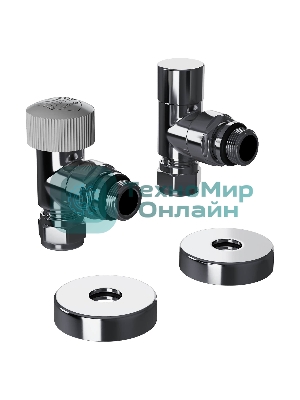 Набор термостатический угловой Royal Thermo Design Pro 15мм М30х1,5 (Хром)