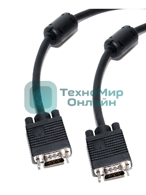 Кабель для монитора VGA (M) -VGA (M), 1.8m, 5bites (APC-133-018), ферритовые кольца