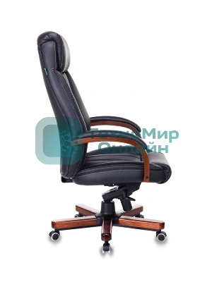 Кресло Бюрократ T-9922WALNUT/BLACK черный, кожа
