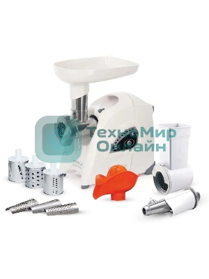 Мясорубка электрическая Аксион М42.02 белый, 1700 Вт, 2.0 кг/мин, реверс, защита от перегрузки, насадки - 8