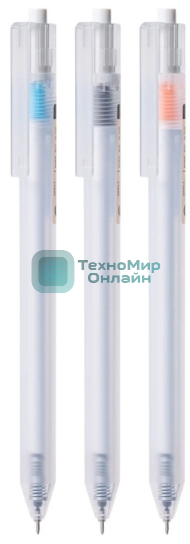 Ручка гелевая автоматическая Deli EG115-BK прозрачный/ассорти, d=0.38мм, черные чернила, игловидный пишущий наконечник